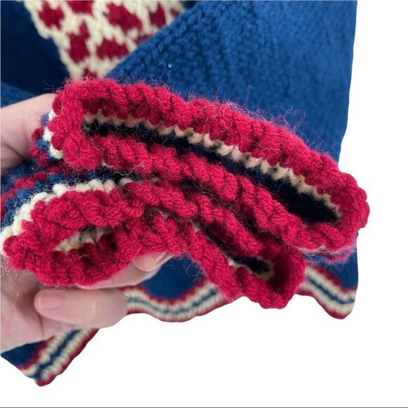 KIDS Handmade Giraffe Knit Navy Crewneck Wool Blend Sweater Size 8 - Picture 5 of 5